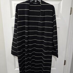 Women's Tahari Black and White Long Cardigan Size M